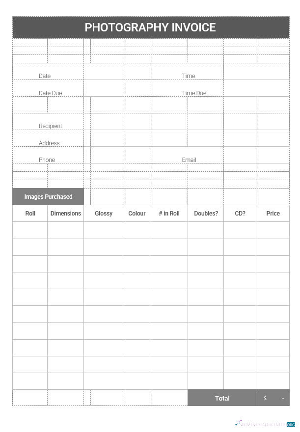Download Printable Photography Invoice Template Photoshop template